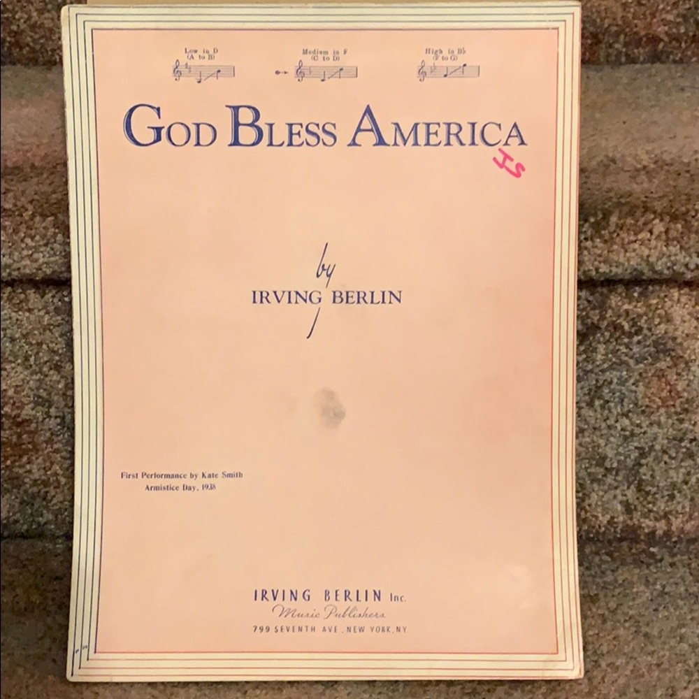 Irving Berlin Inc. Sheet Music “God Bless America”